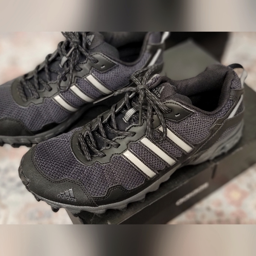 New adidas black rockadia trail running shoes men's size 9.5